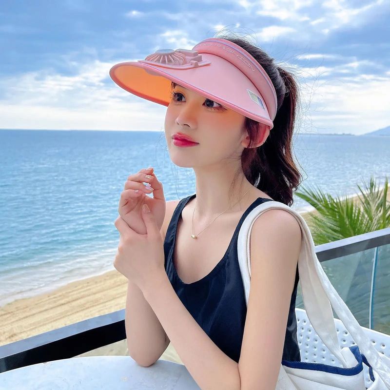 GENERICO - Visera Gorra rosada Sombrero Con Ventilador Recargable De Verano