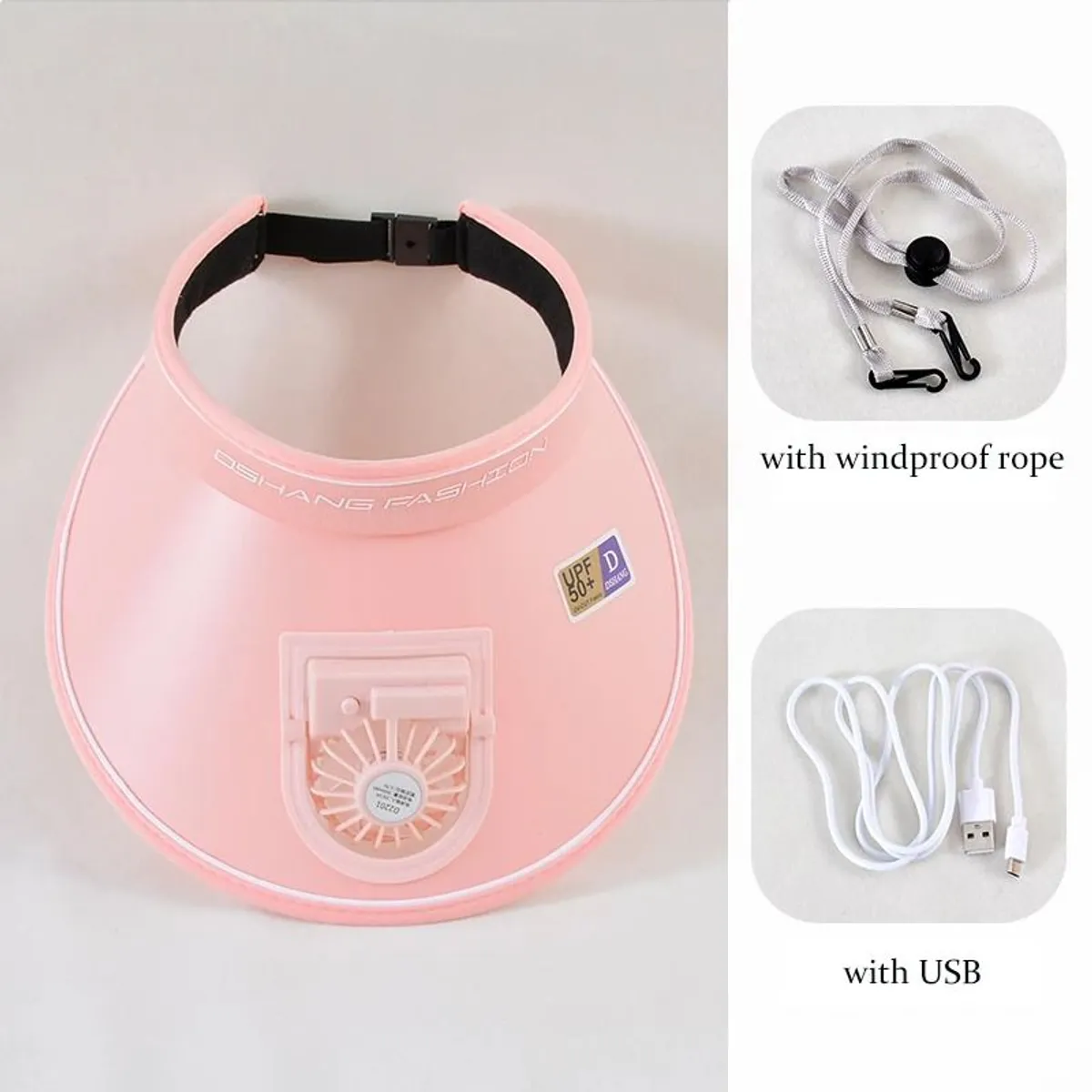 GENERICO - Visera Gorra rosada Sombrero Con Ventilador Recargable De Verano