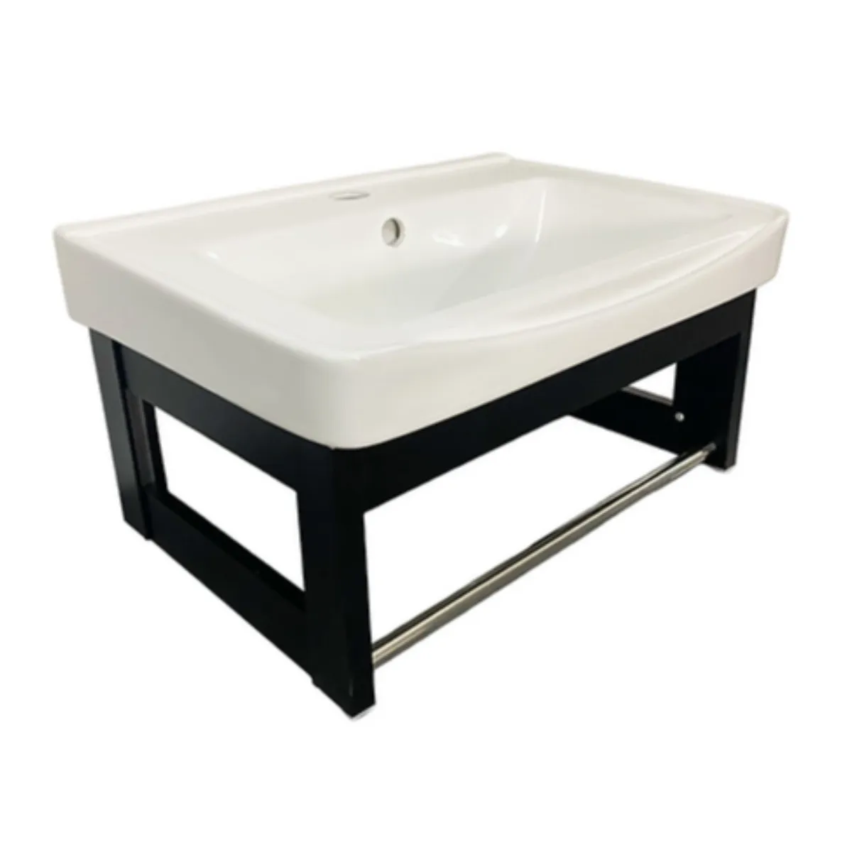 GENERICO - Lavatorio de Loza Vitrificada para baño 50 x 36 cm Blanco con negro