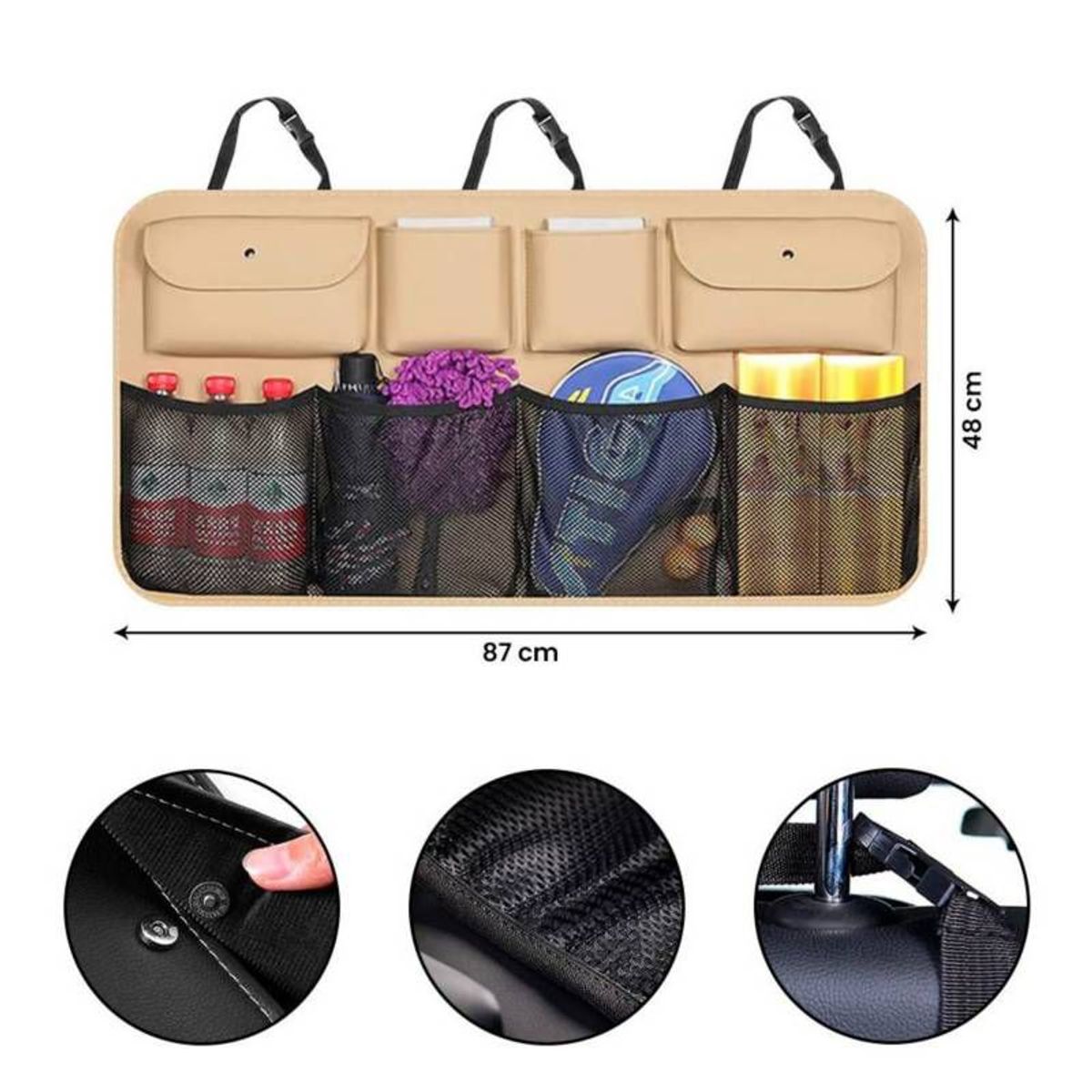 GENERICO - Organizador para Auto Asiento Maletera Impermeable Beige