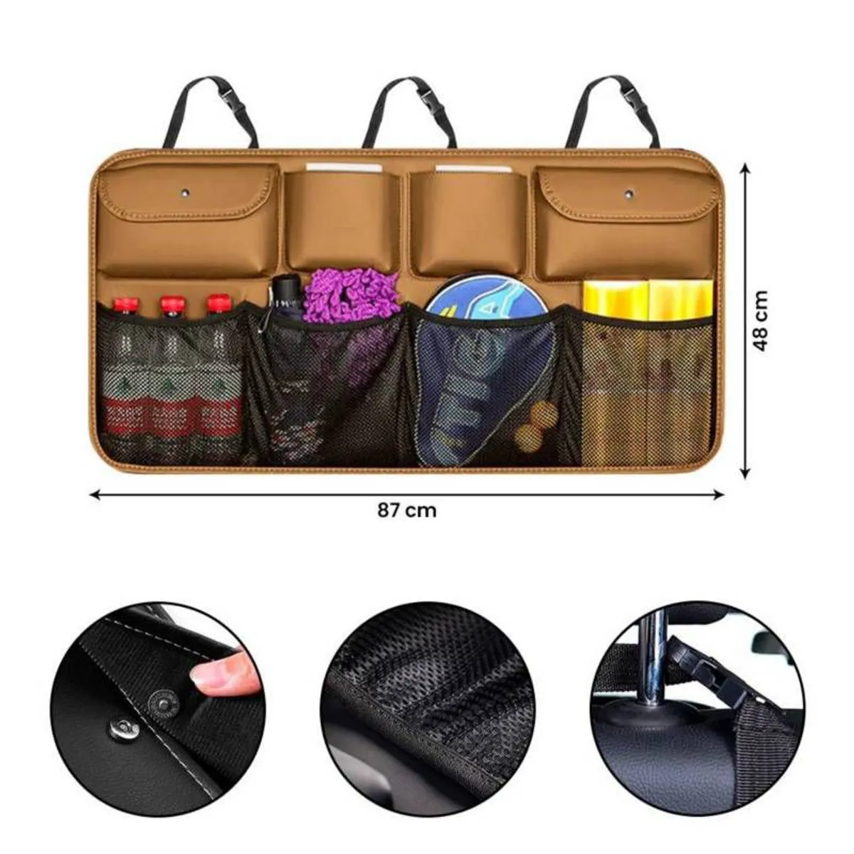 GENERICO - Organizador para Auto Asiento Maletera Impermeable Marron