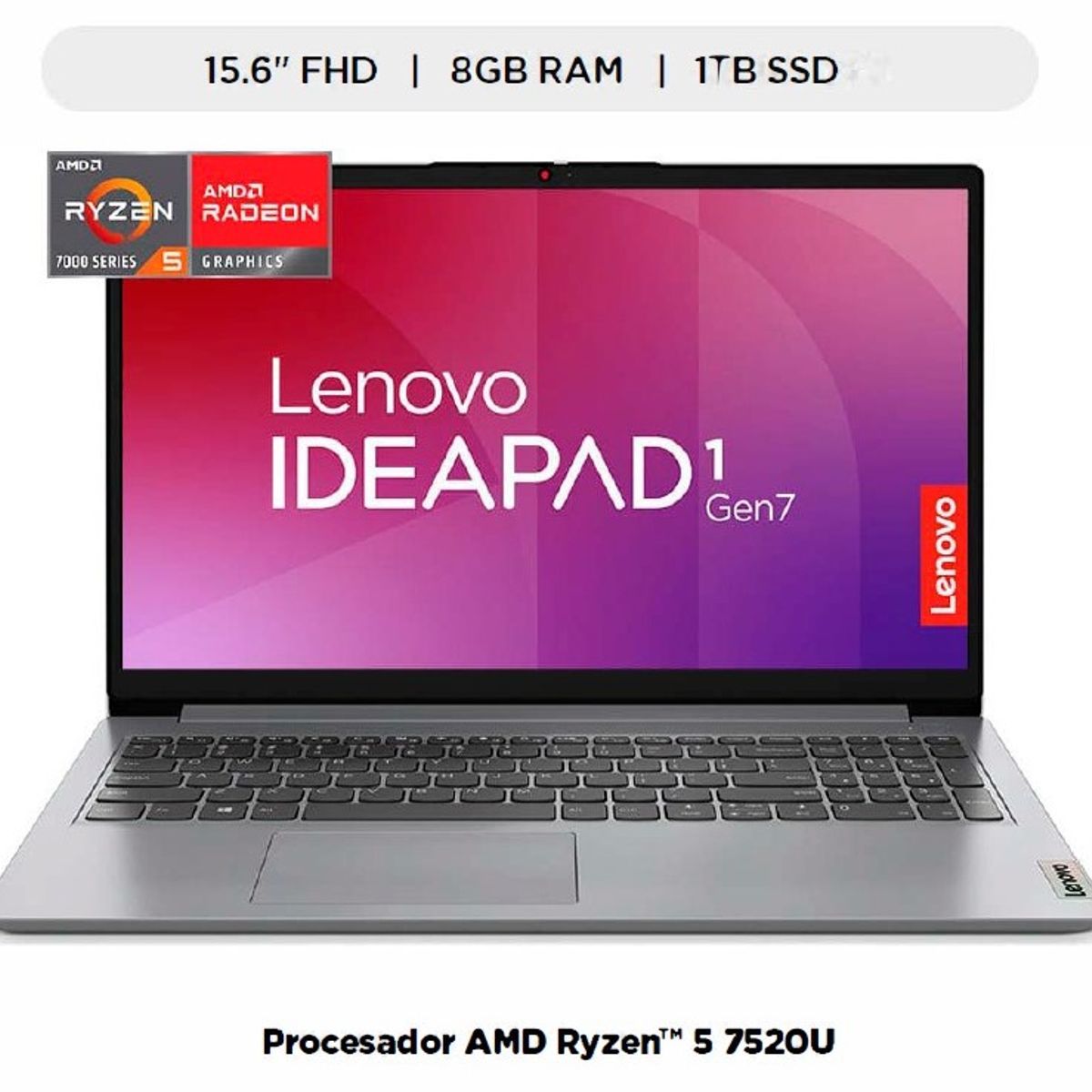 LENOVO - LENOVO IP 1  RYZEN 5 7520U 8GB DDR5 1TB SSD 15.6 FHD