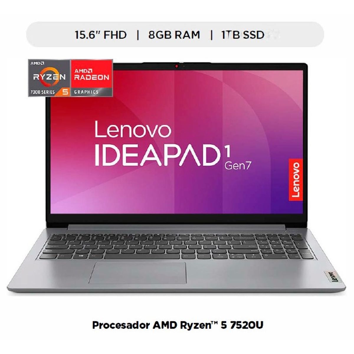 LENOVO - LENOVO IP 1  RYZEN 5 7520U 8GB DDR5 1TB SSD 15.6 FHD