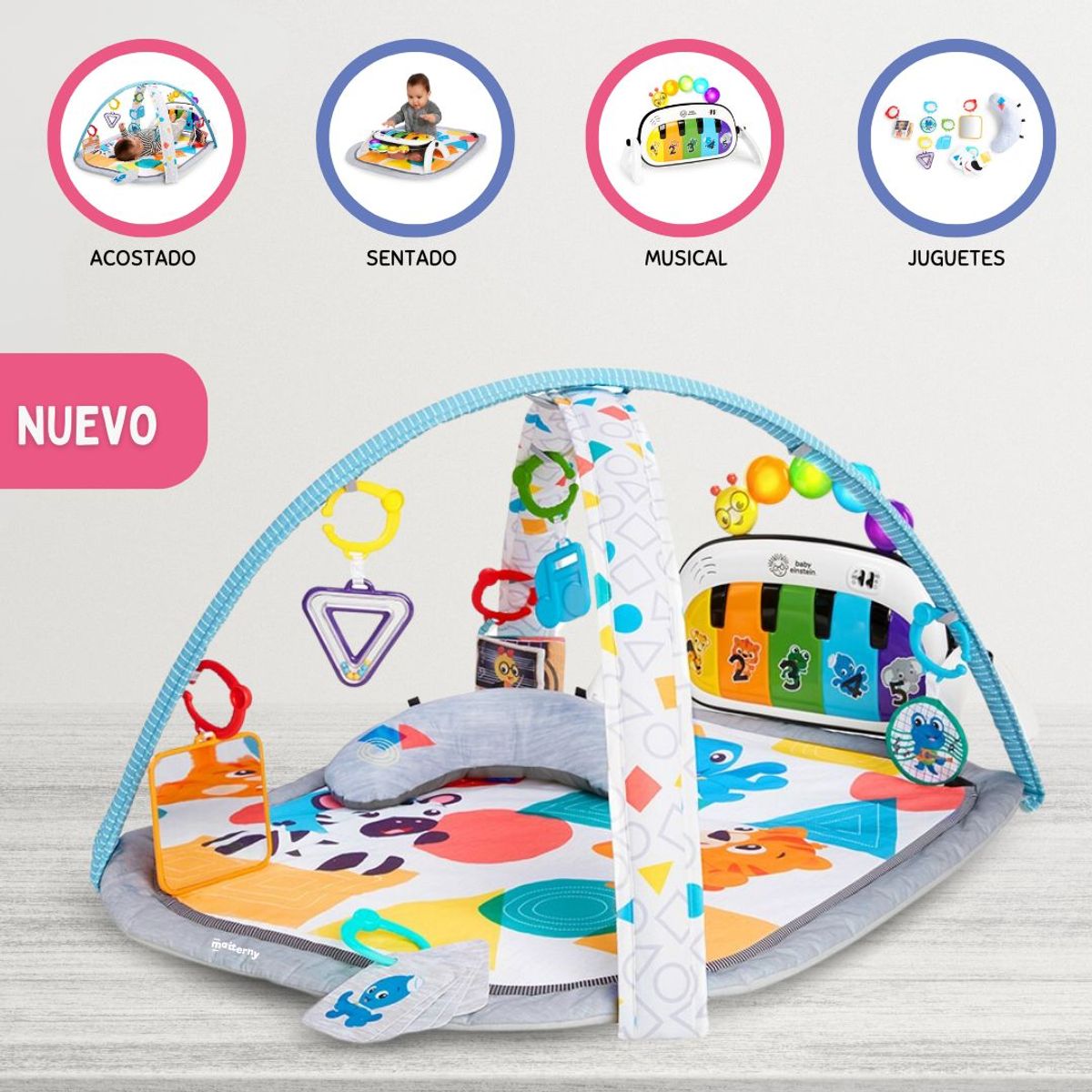 BABY EINSTEIN - Gimnasio para Bebés 4 EN 1 «KICKIN TUNES» Música y Lenguaje