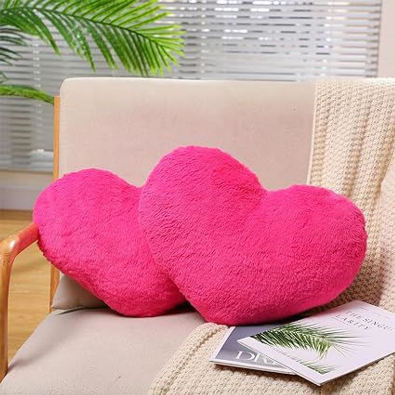 GENERICO - COJIN CORAZON PELO CORTO 35X35 FUCSIA