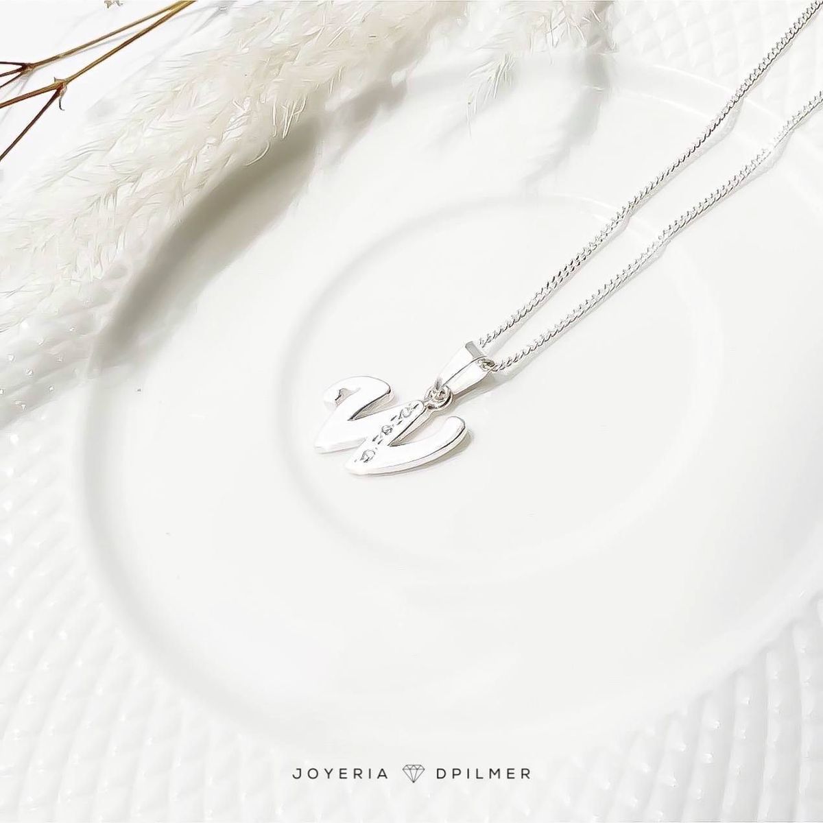 JOYERIA D'PILMER - CADENA DE PLATA CON DIJE LETRA W