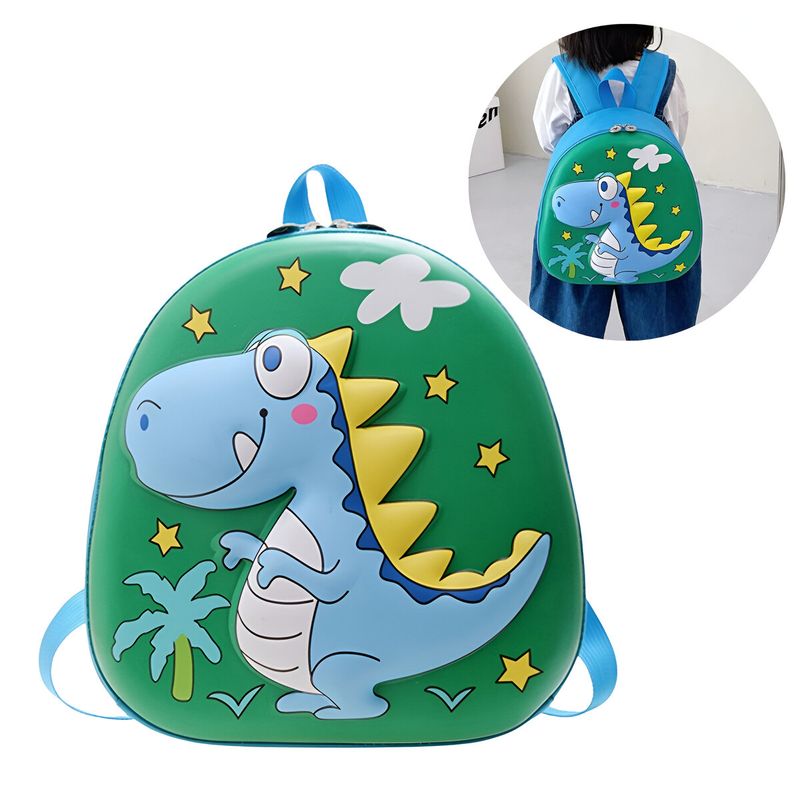 ELMEJORPRECIO - Mochila para Niños Diseño con Relieve de Dinosaurio Verde