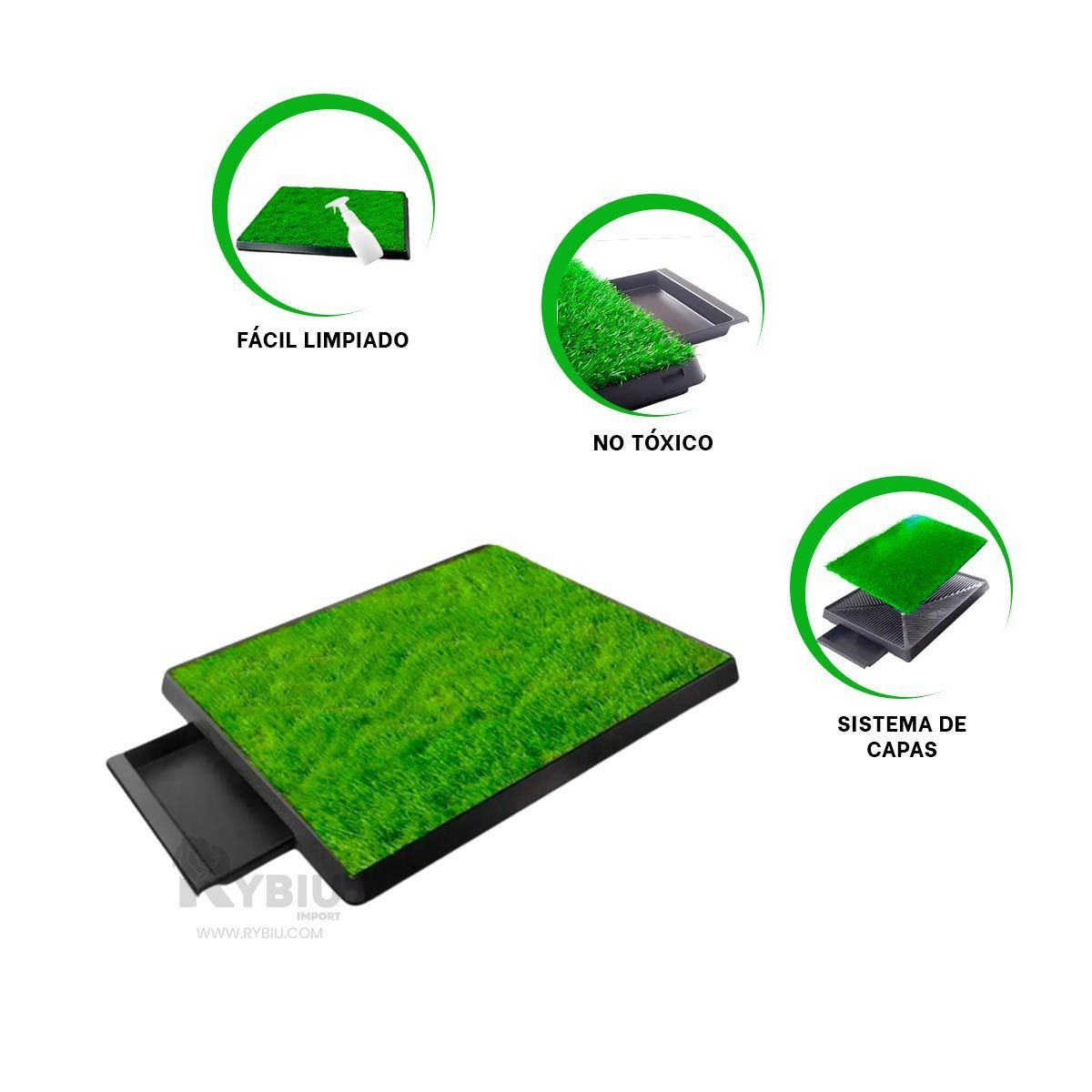 GENERICO - Baño Cesped Artificial Negro para Perro Mediano