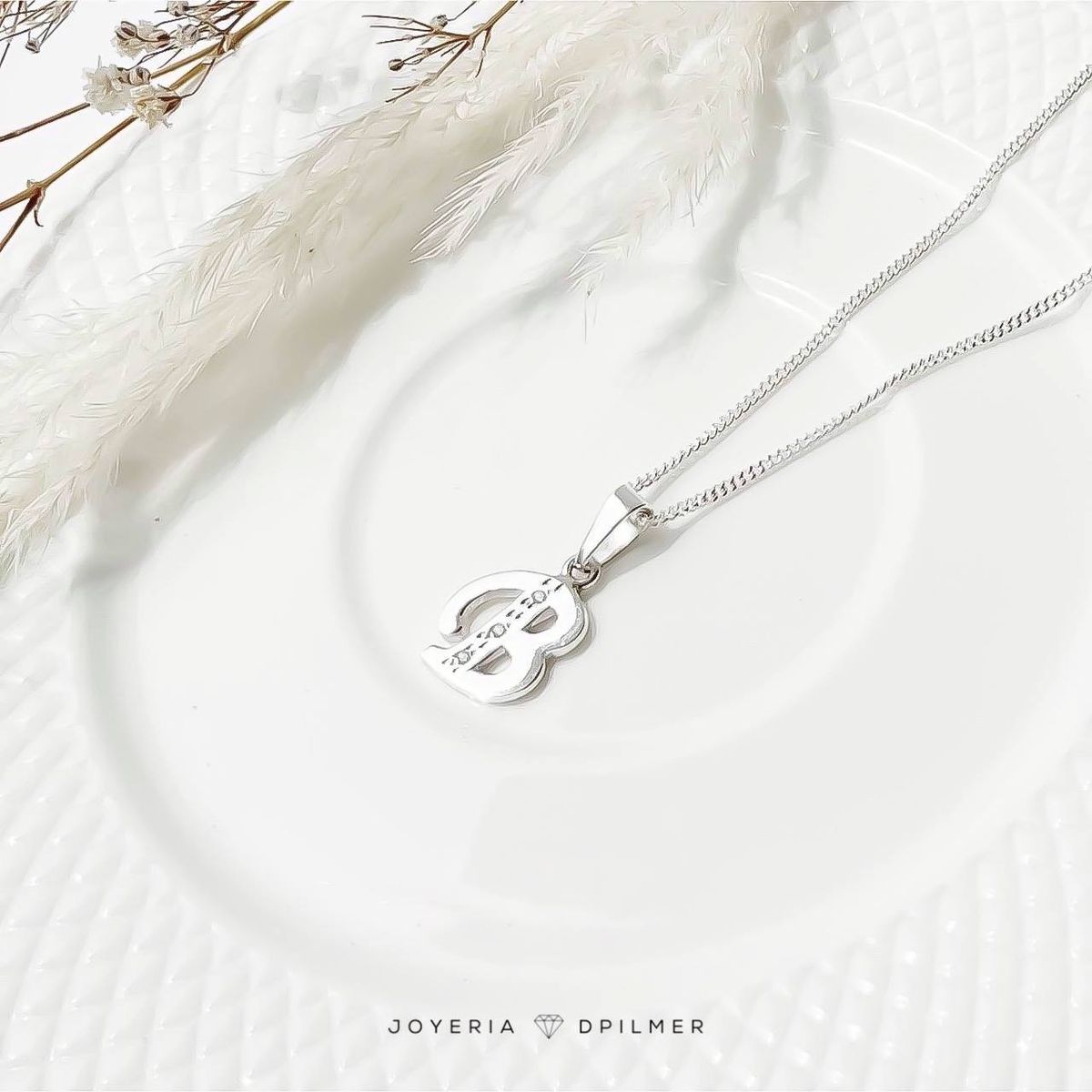 JOYERIA D'PILMER - CADENA DE PLATA CON DIJE LETRA B