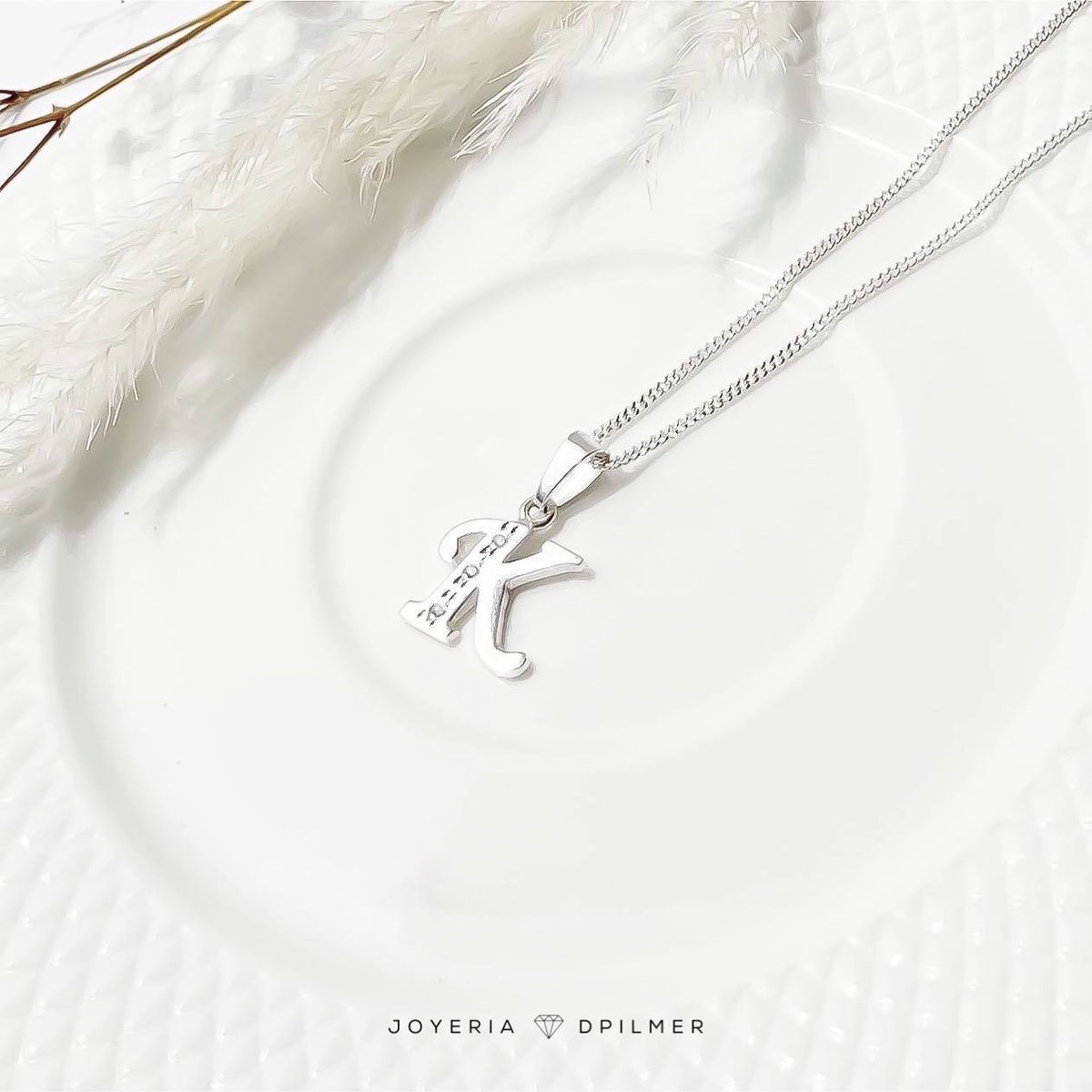 JOYERIA D'PILMER - CADENA DE PLATA CON DIJE LETRA K