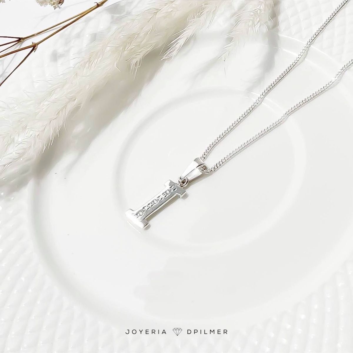 JOYERIA D'PILMER - CADENA DE PLATA CON DIJE INICIAL LETRA I