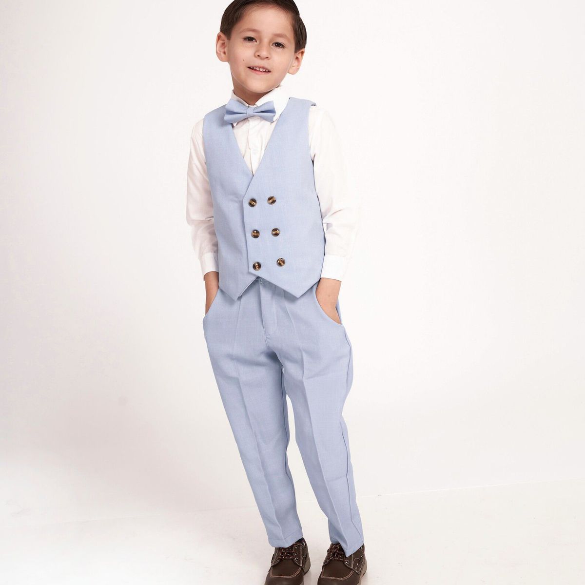 GENERICO - Conjunto traje formal niño celeste