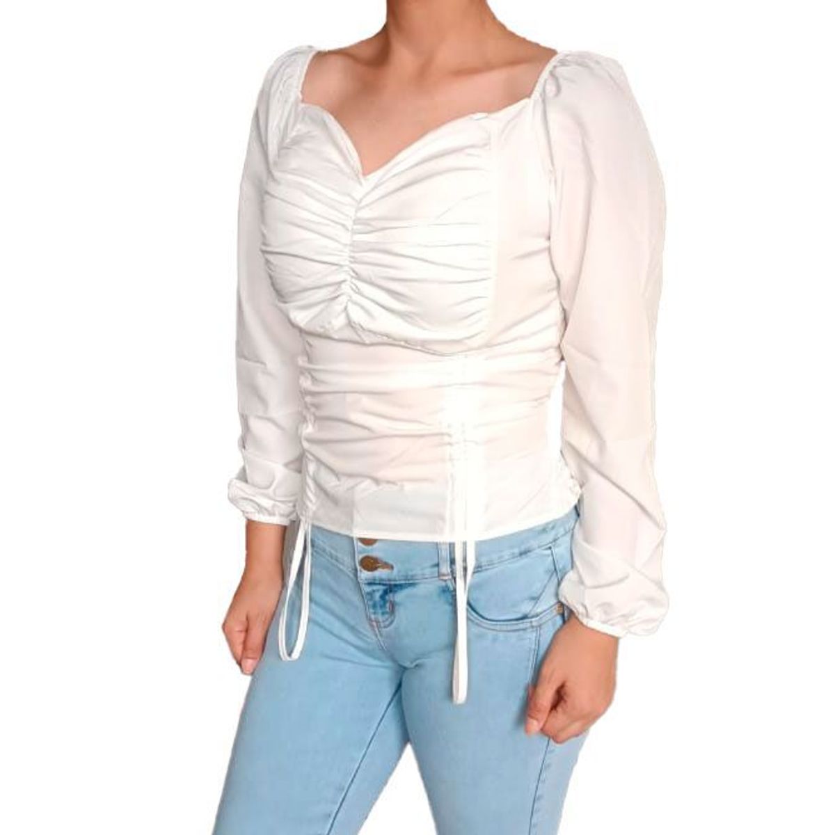 GENERICO - Blusa Mujer Leyla mangas abullonadas - Blanco