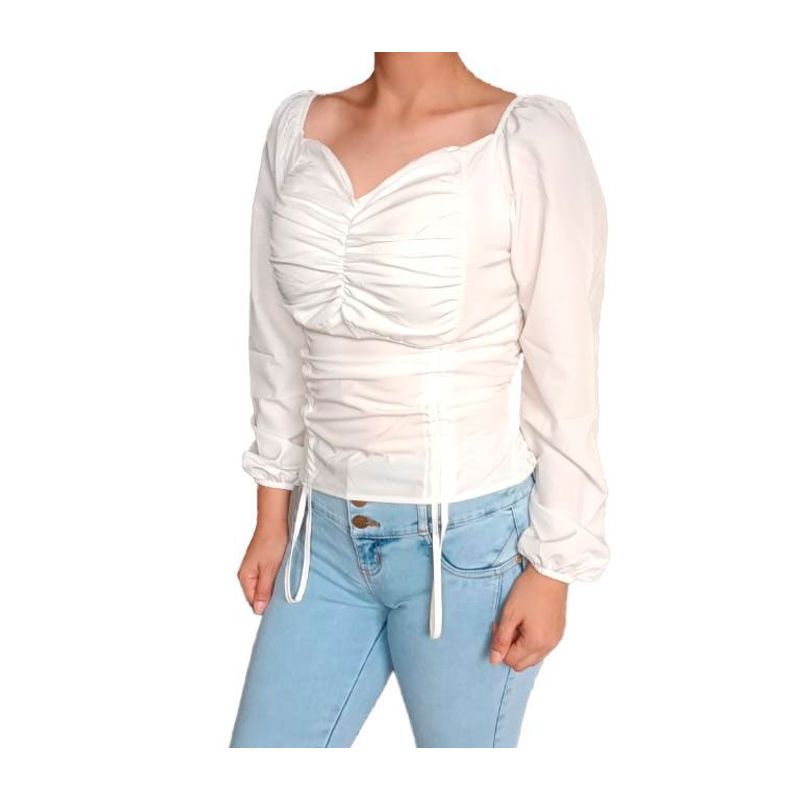 GENERICO - Blusa Mujer Leyla mangas abullonadas - Blanco