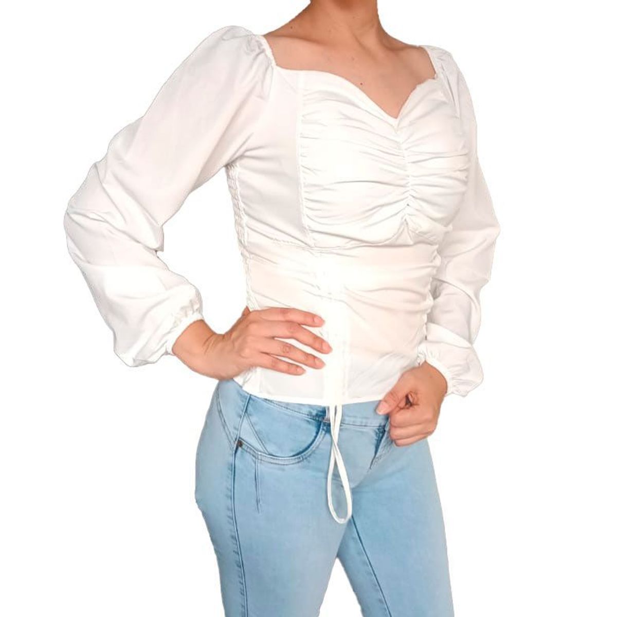 GENERICO - Blusa Mujer Leyla mangas abullonadas - Blanco