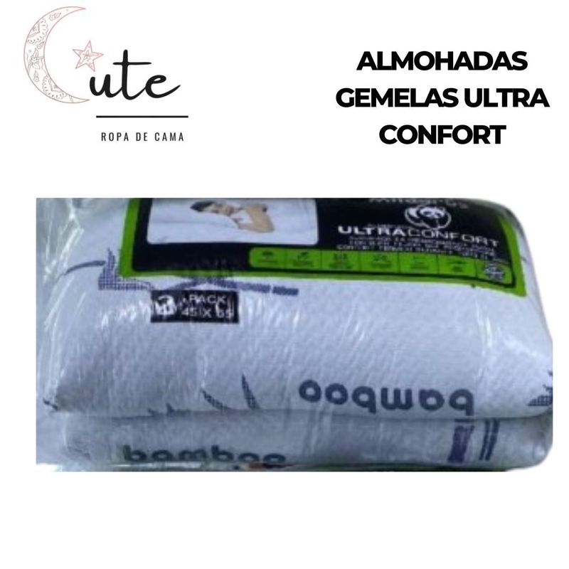 DISEÑO ORIGINAL - SET DE 2 ALMOHADAS GEMELAS ULTRA CONFORT 45x65cm.