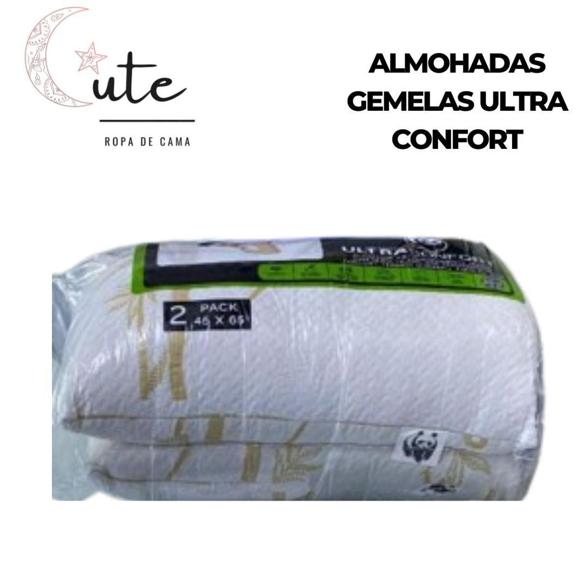 DISEÑO ORIGINAL - SET DE 2 ALMOHADAS GEMELAS ULTRA CONFORT 45x65cm.
