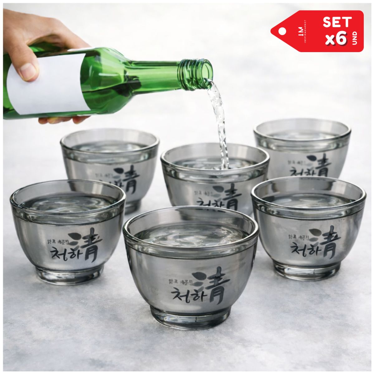 INSPIRA MARKET - Set x 6 Vasos de vidrio para Soju Sake
