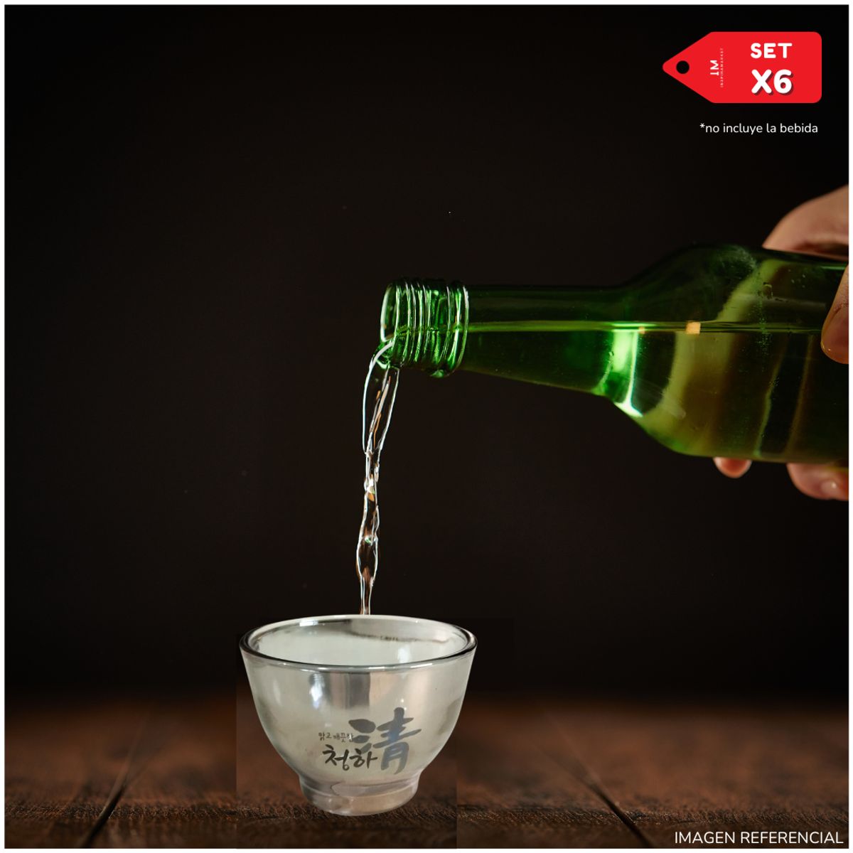 INSPIRA MARKET - Set x 6 Vasos de vidrio para Soju Sake