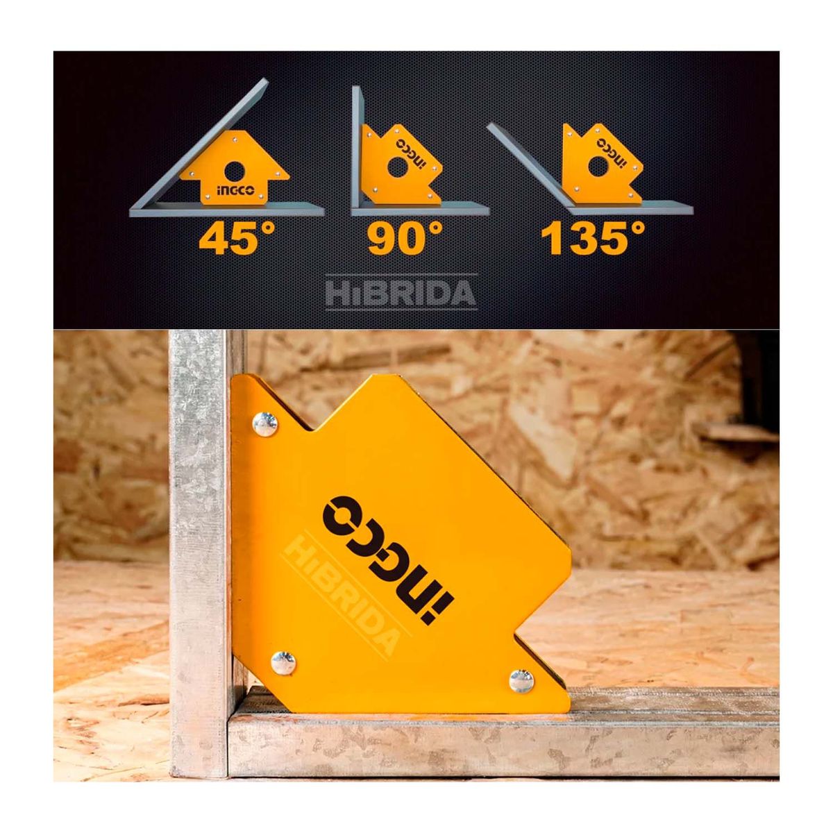 INGCO TOOLS - SET 6 ESCUADRAS MAGNÉTICAS 45° 90° 135° PRECISIÓN SOLDADURA - AMWH6001