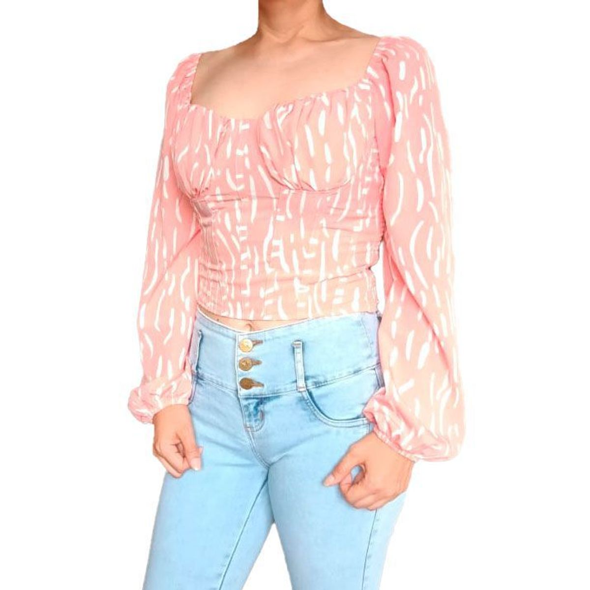 GENERICO - Blusa Mujer Elena mangas abullonadas - Nathalie Love It - Rosado