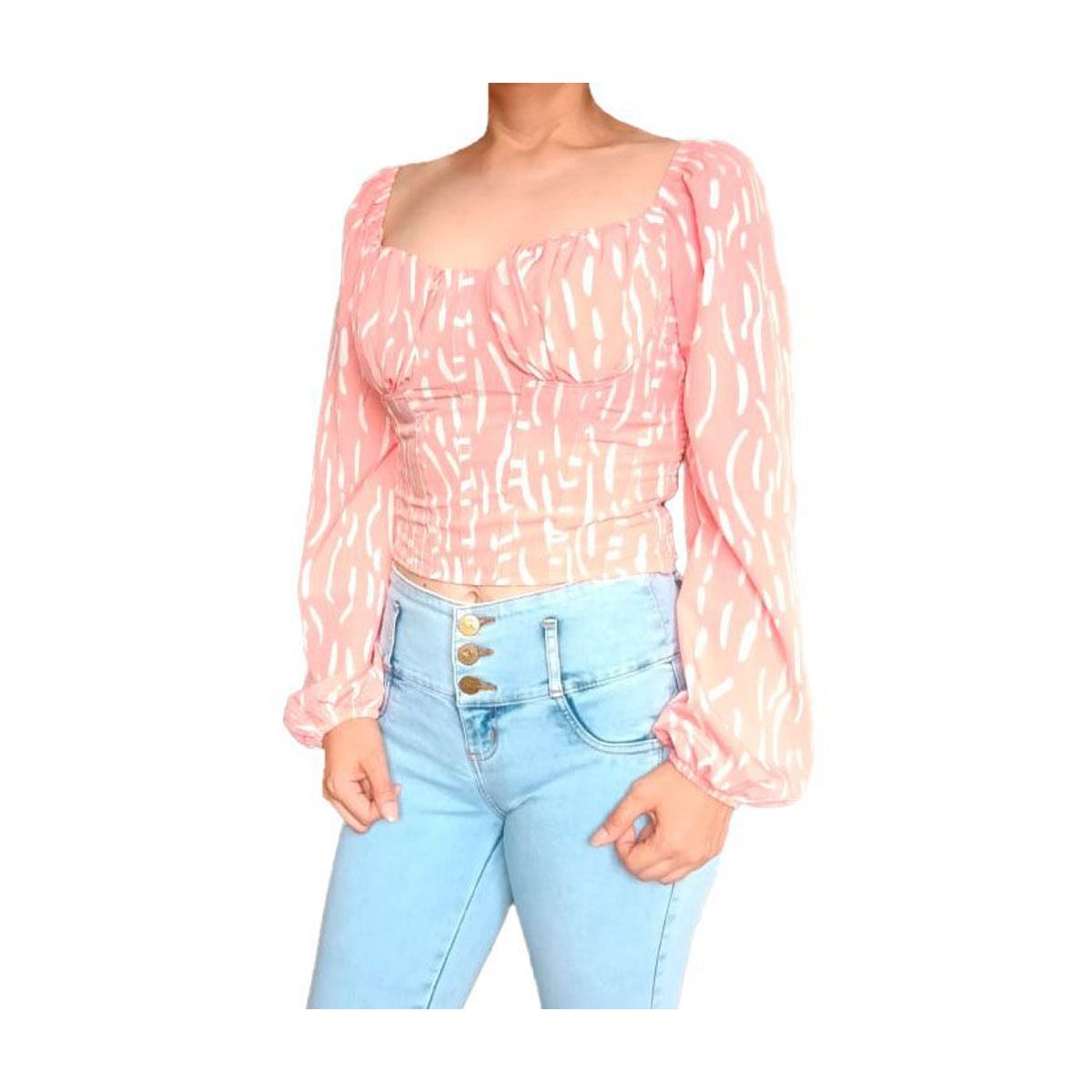 GENERICO - Blusa Mujer Elena mangas abullonadas - Nathalie Love It - Rosado