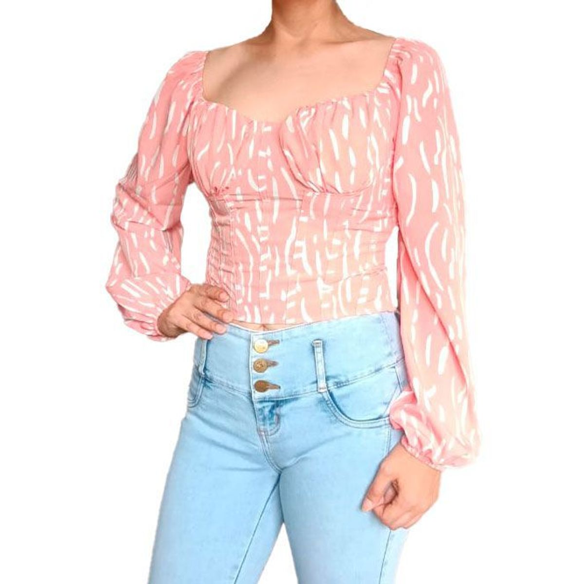 GENERICO - Blusa Mujer Elena mangas abullonadas - Nathalie Love It - Rosado