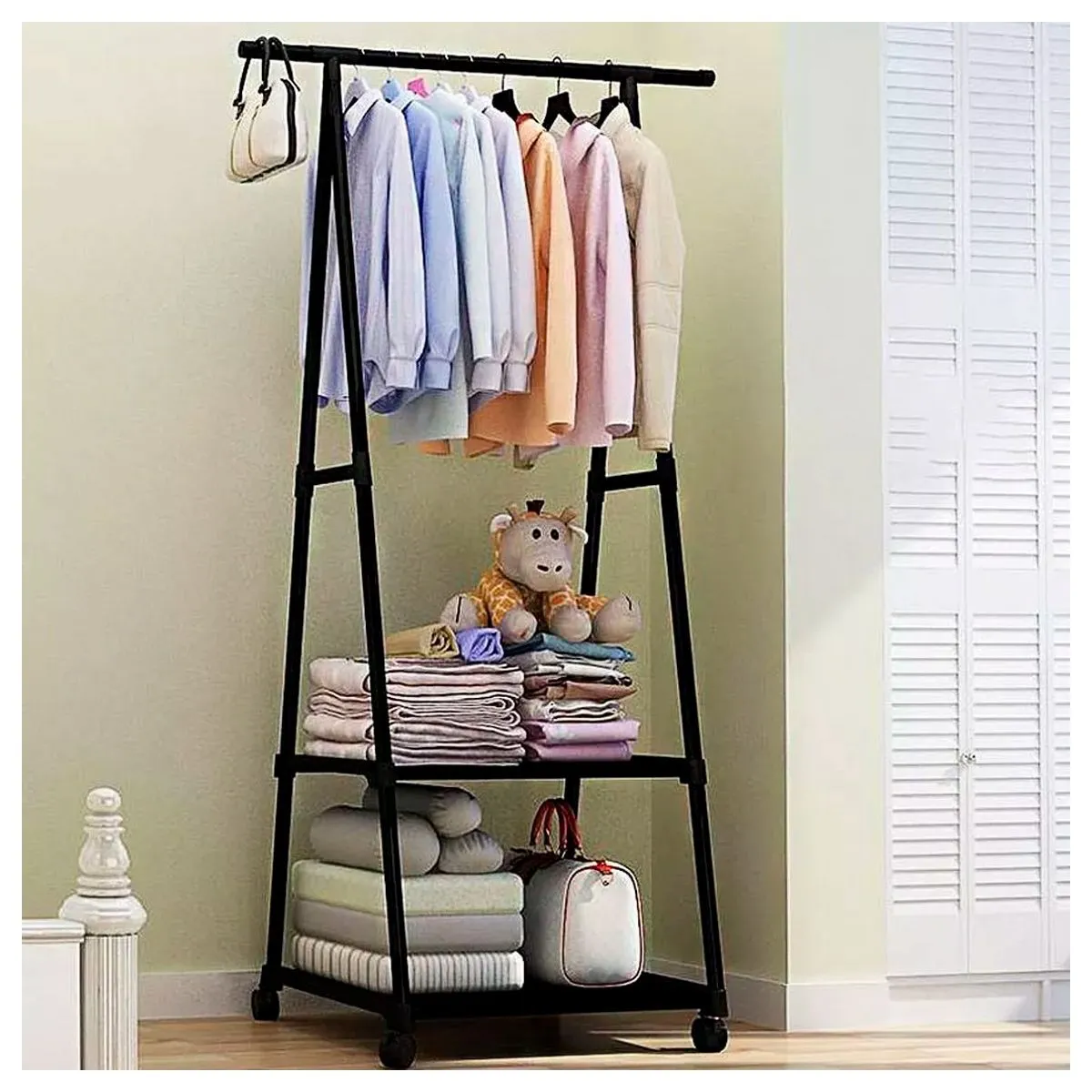 GRETAIL - Ropero Armario Closet Perchero Organizador Ropa Simple 2 Niveles YG41 Negro