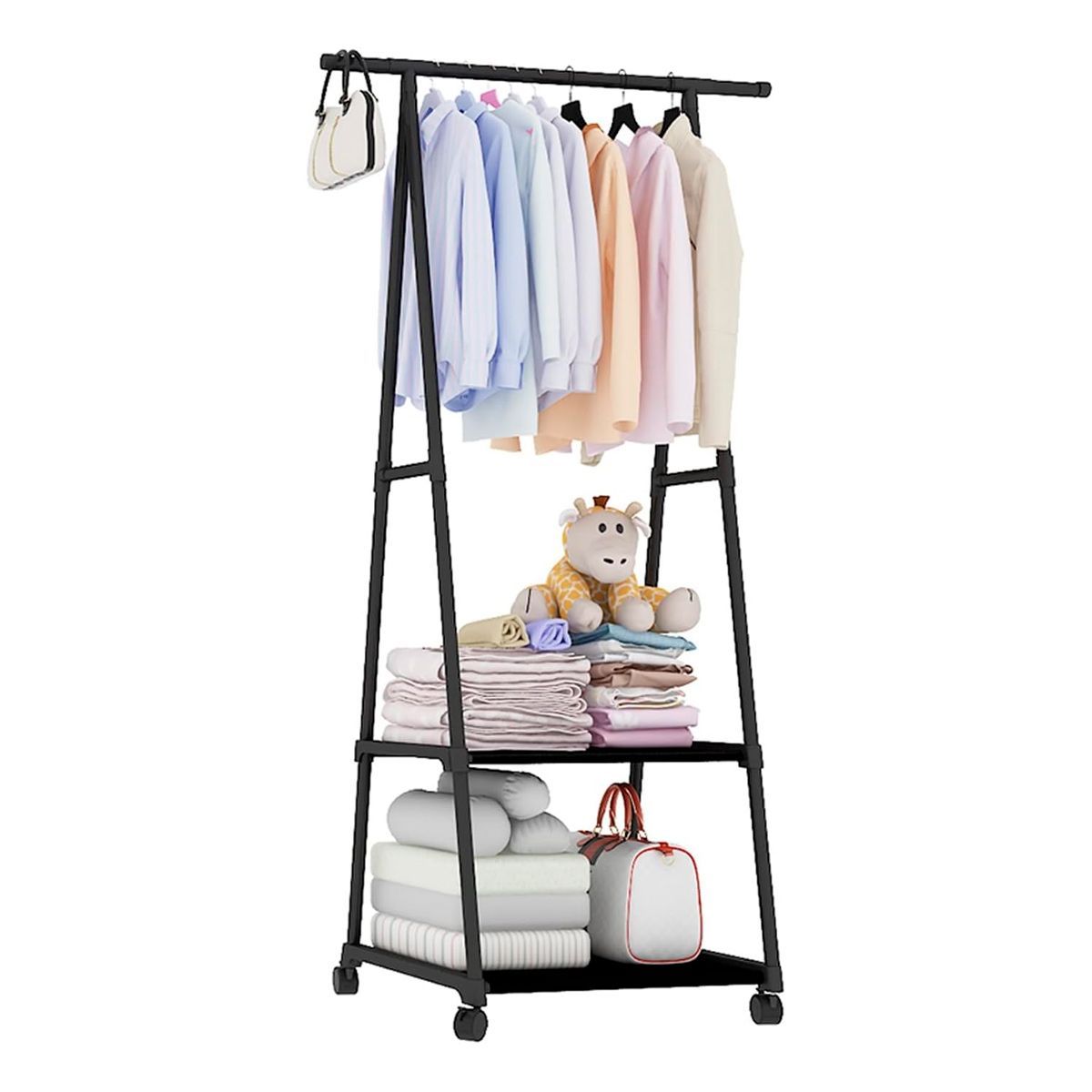 GRETAIL - Ropero Armario Closet Perchero Organizador Ropa Simple 2 Niveles YG41 Negro