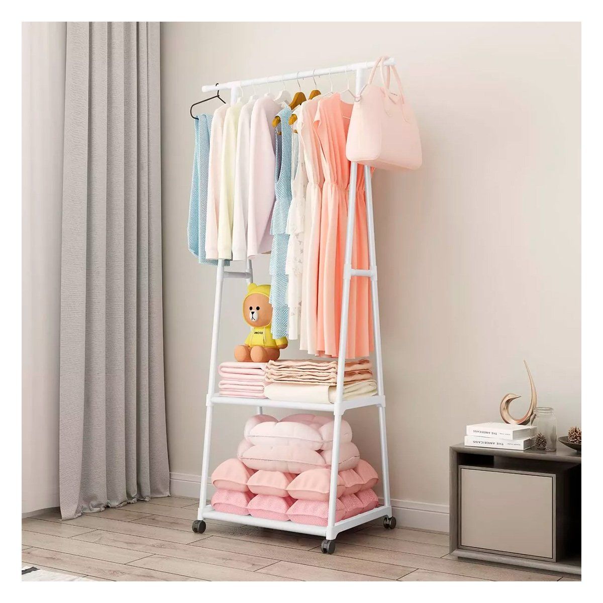 GRETAIL - Ropero Armario Closet Perchero Organizador Ropa Simple 2 Niveles YG41 Blanco