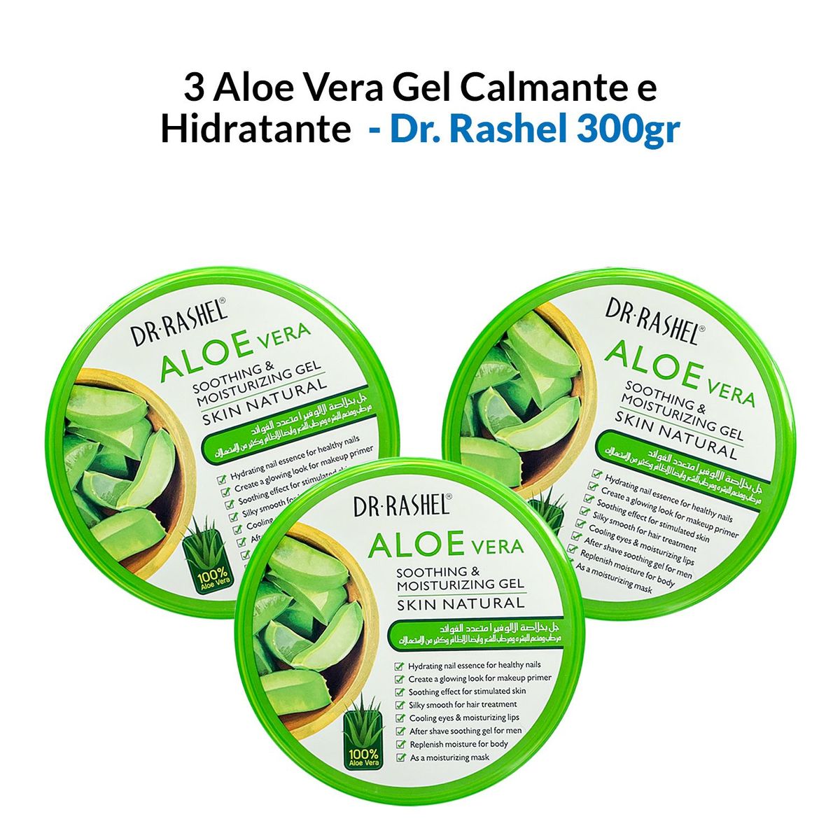 GENERICO - 3 Aloe Vera Gel Calmante e Hidratante 300gr  Dr Rashel