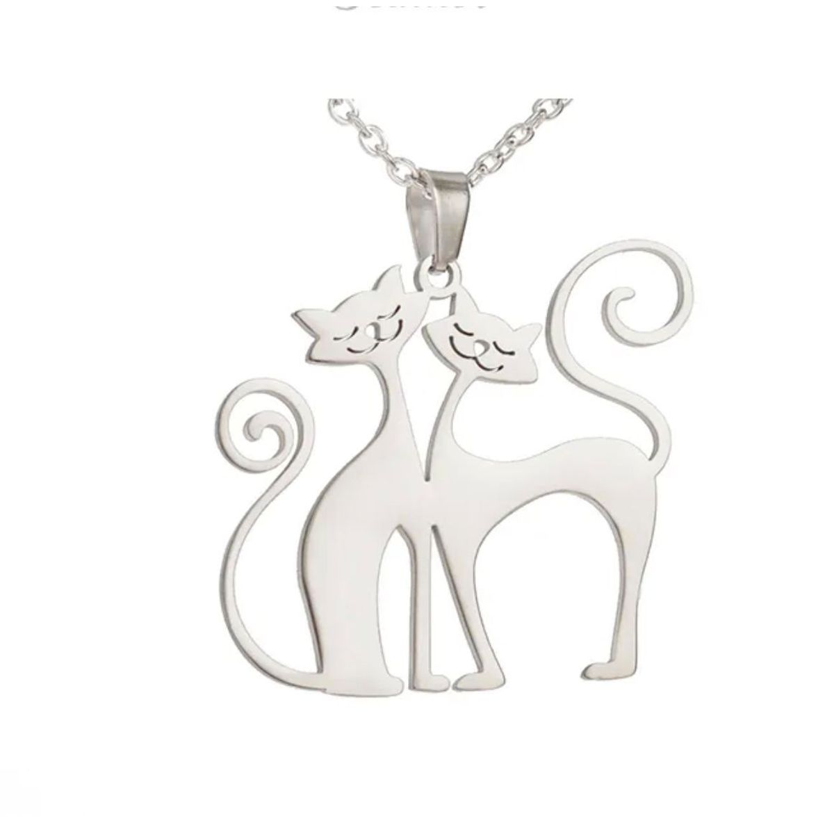 GENERICO - Collar GATITOS ENAMORADOS  plata 950 - Musas Vanidosas