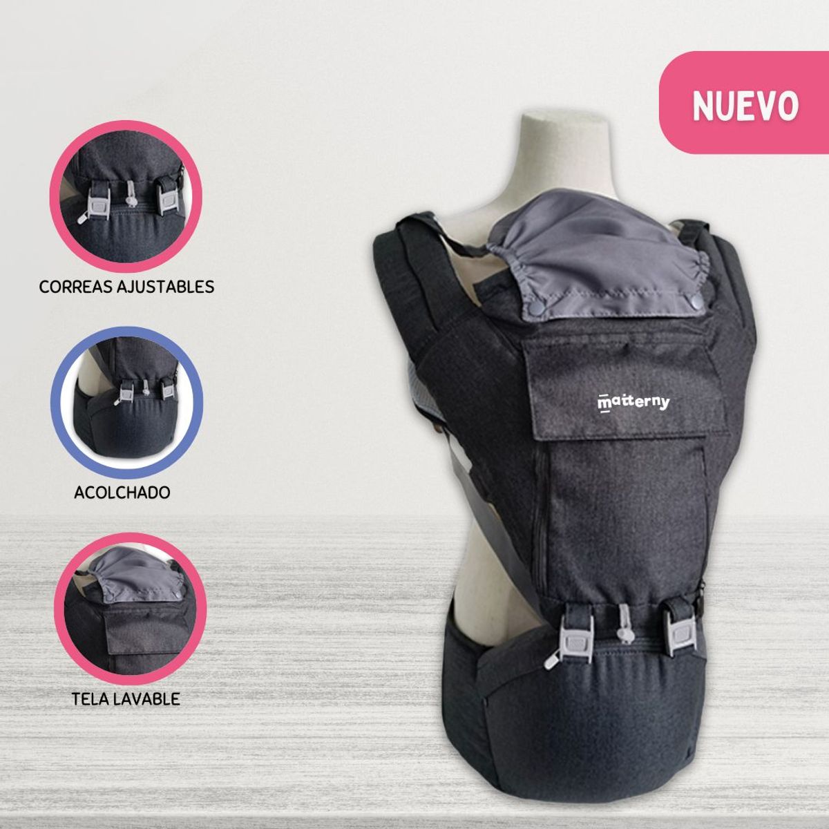 INFANTI - Canguro Portabebe »ARNÉS» Black