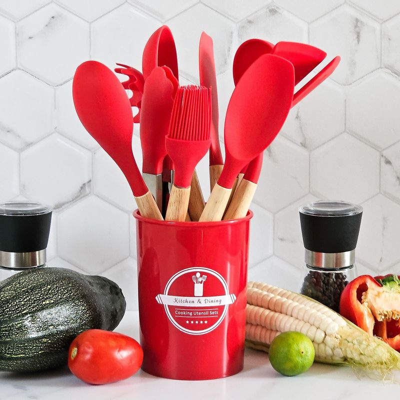GENERICO - Cucharones de Cocina de Silicona Red