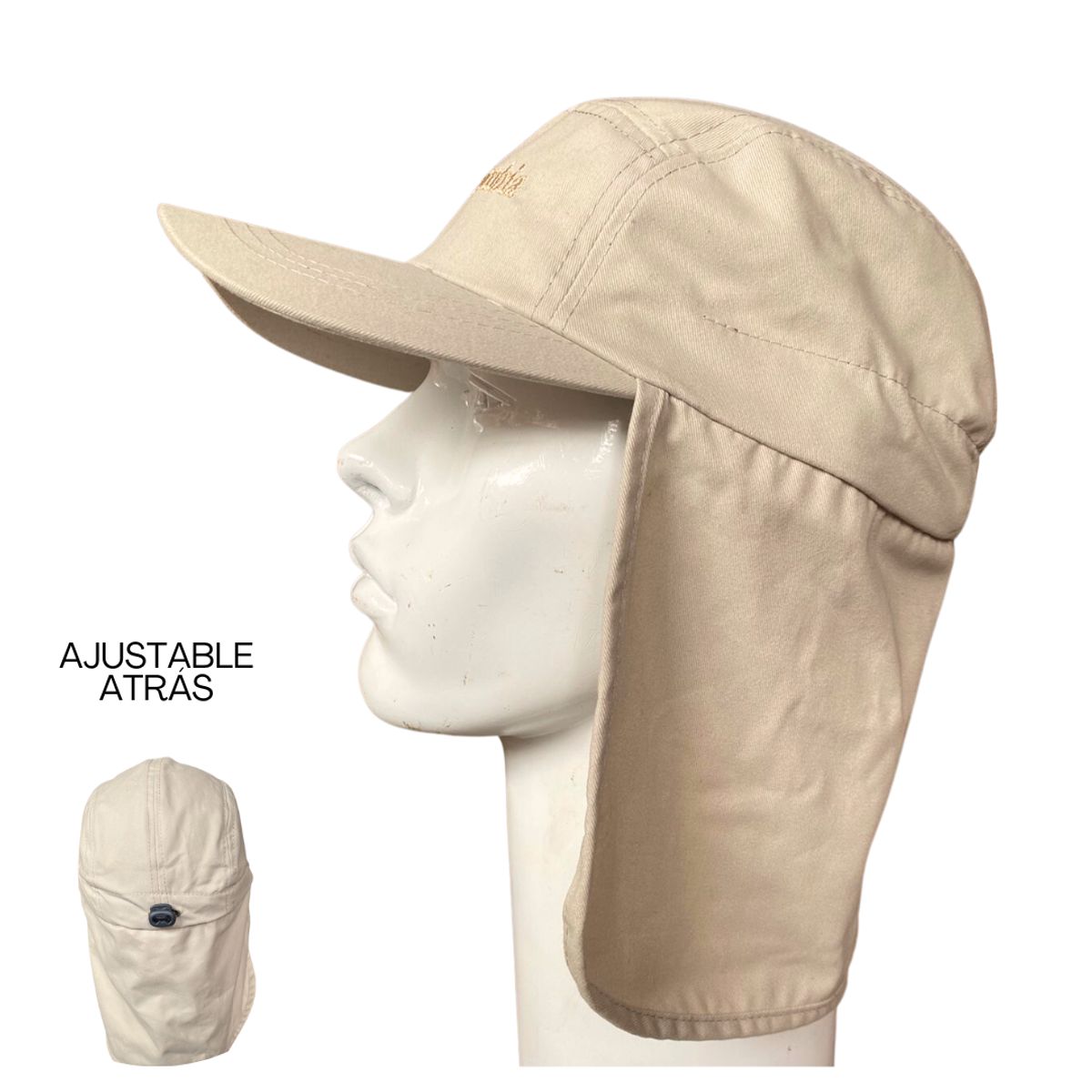 KAST PE - Sombrero Gorro Alta Proteccion Sol Cubre Nuca - Beige Crema