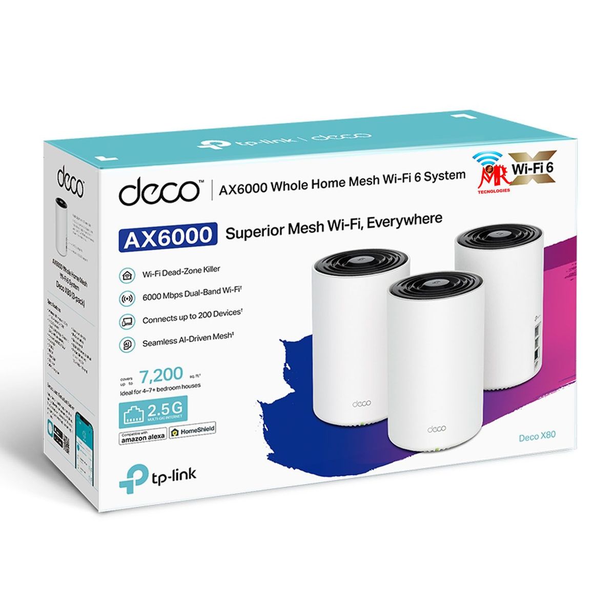 TP LINK - Deco X80 3pack Ax6000 Dual-band Mesh Wifi 6 System