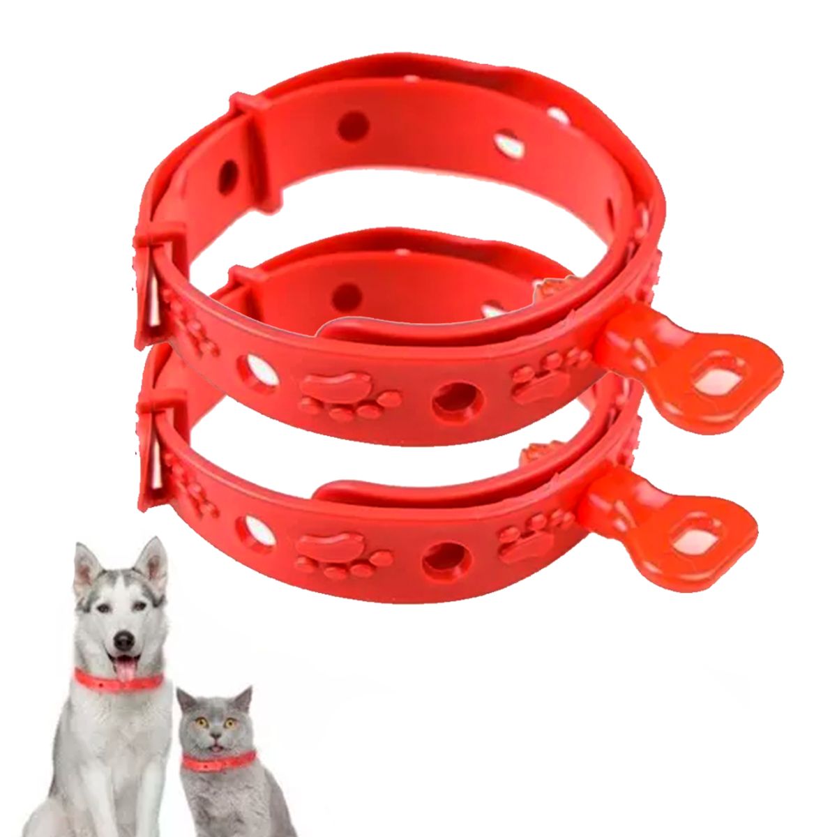 OEM - Set de 2 Collares Antipulgas Graduable para Perros y Gatos