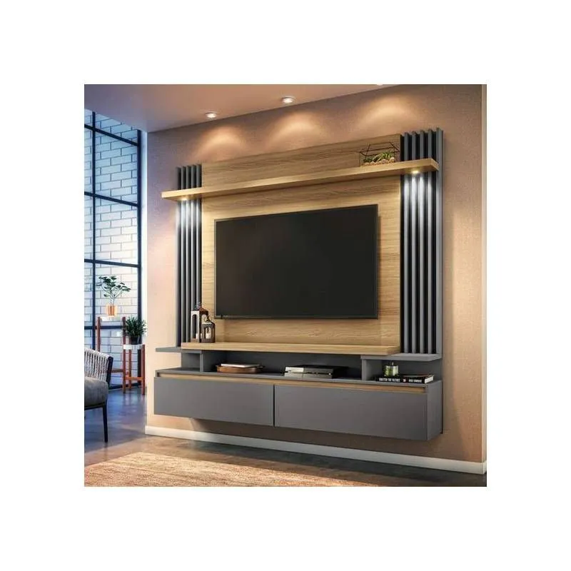 AMUEBLE - Centro de Entretenimiento panel de TV  DOMINGUEZ Gold melamina