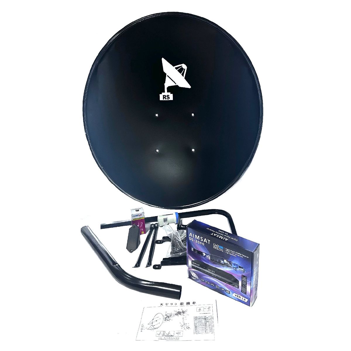 RST - KIT TV SATELITAL CON ANTENA PARABOLICA 90CM Y DECO AIMSAT DS3000