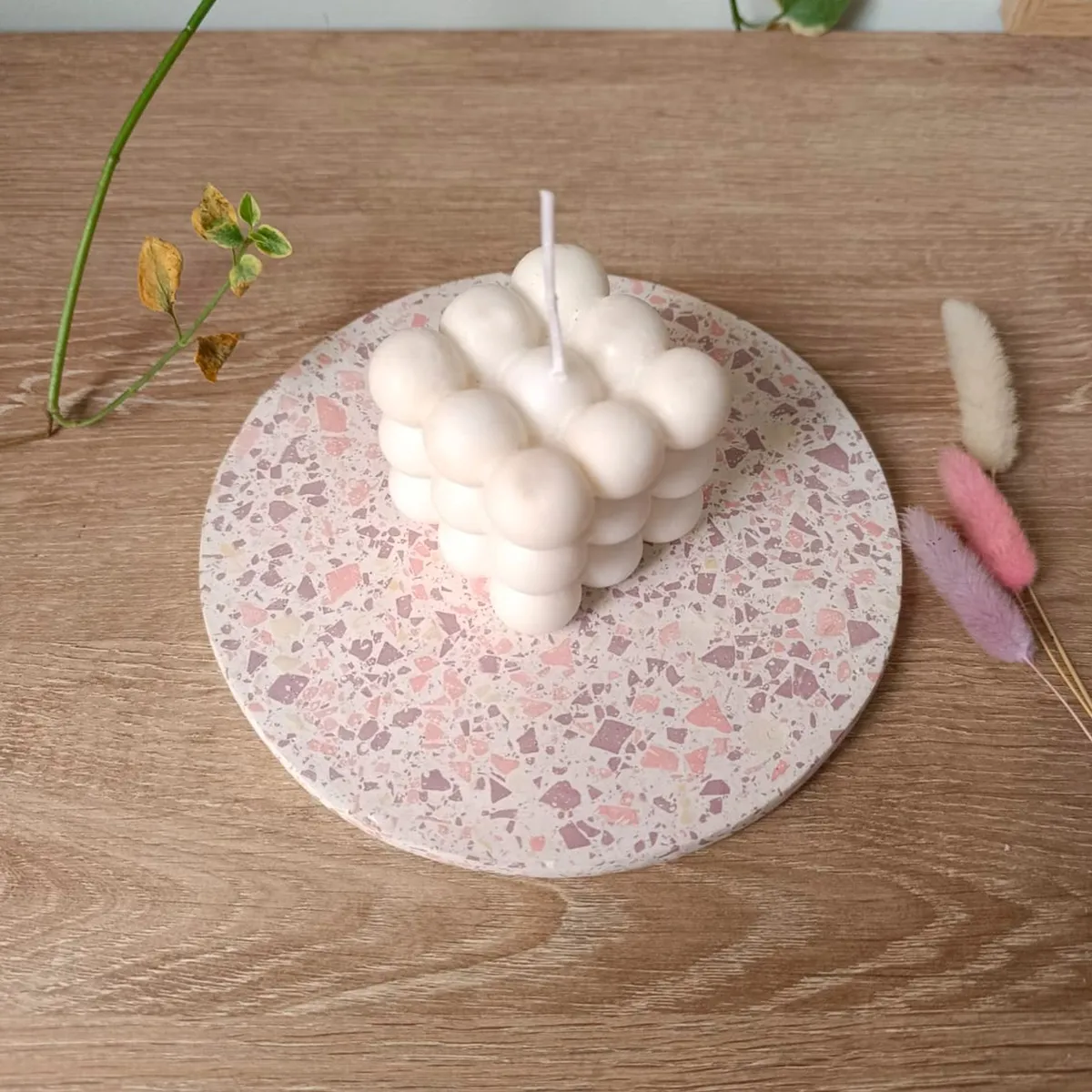 GENERICO - Bandeja Multiusos Circular Concreto Lilac Deco