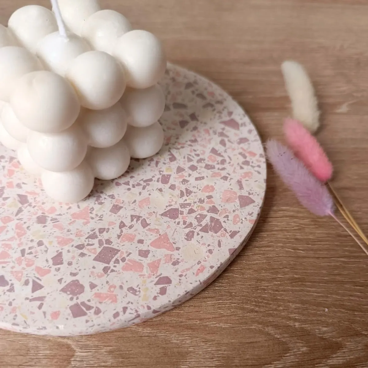 GENERICO - Bandeja Multiusos Circular Concreto Lilac Deco