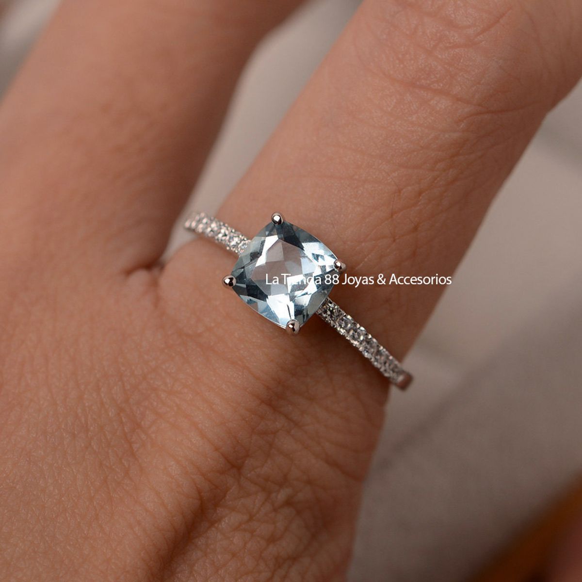 LA TIENDA 88 JOYAS Y ACCESORIOS - La Tienda 88 - Anillo De Pedida Mujer Bañado en Oro de 18k - Turquesa