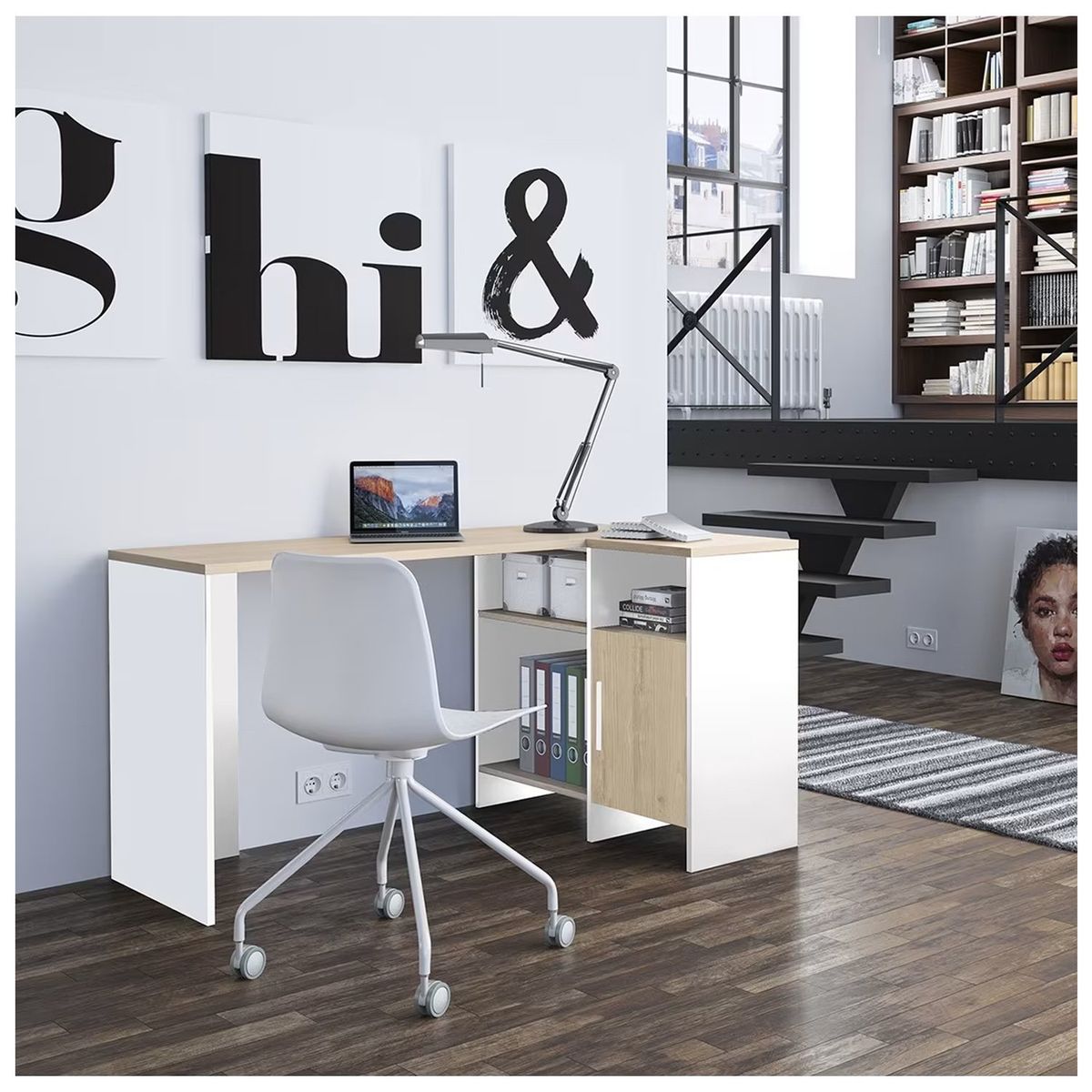 VENTITAS HOME - Escritorios en L Namibia Ventitas Home Rovere y Blanco