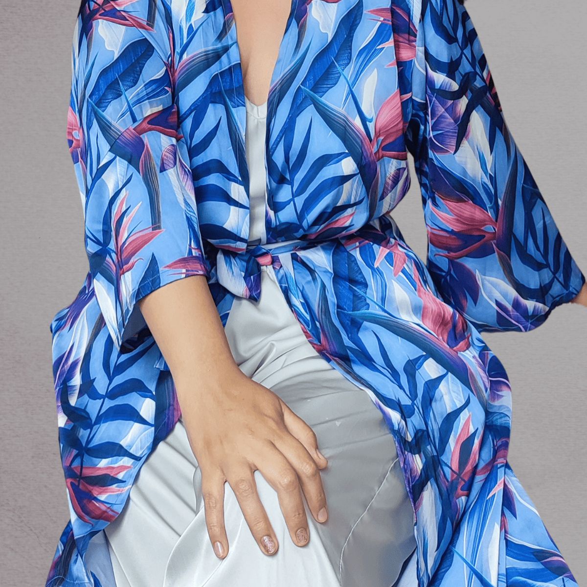 SENSA SILK - Bata mujer seda con cinturon salida de cama pijama kimono