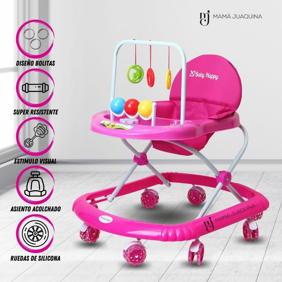 BABY HAPPY - Andador Para Bebé Baby Happy «BOLITAS MAGICAS» Pink