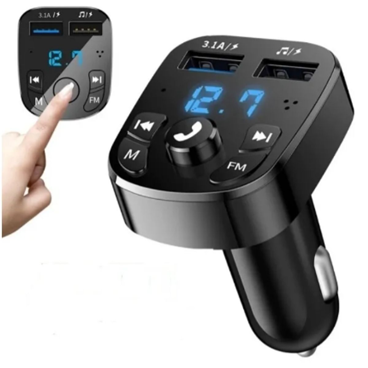 GENERICO - Transmisor Fm Bluetooth Cargador Usb MP3 Audio Auto