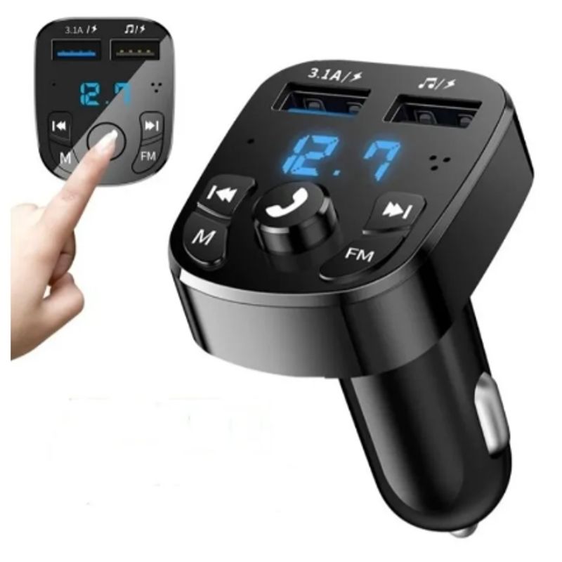 GENERICO - Transmisor Fm Bluetooth Cargador Usb MP3 Audio Auto
