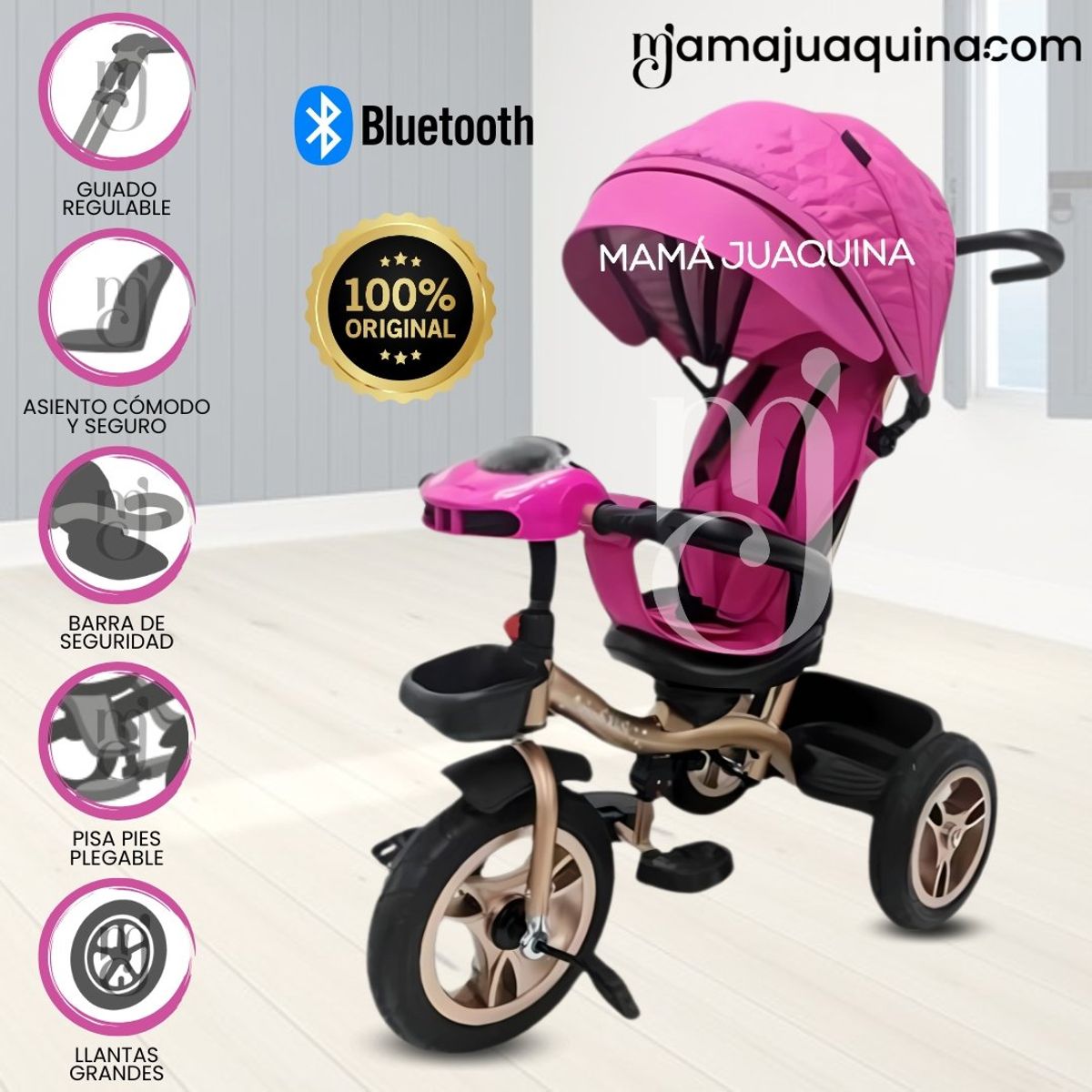 KIDS - Triciclo Guiador Giratorio «GOLDEN SPEED» Pink