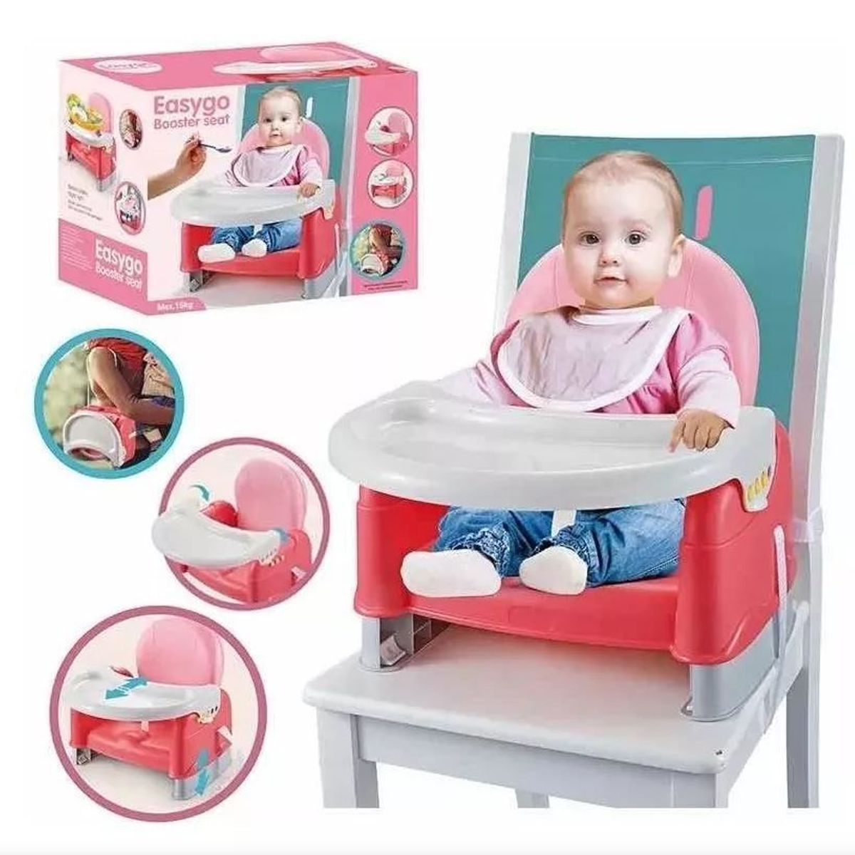 GENERICO - Comedor Portátil Bandeja Extraíble- Rosado