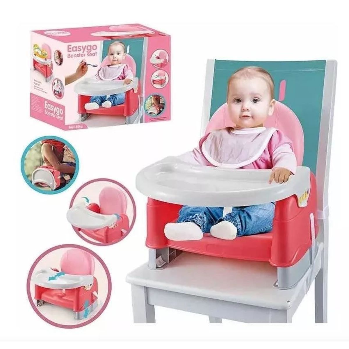 GENERICO - Comedor Portátil Bandeja Extraíble- Rosado